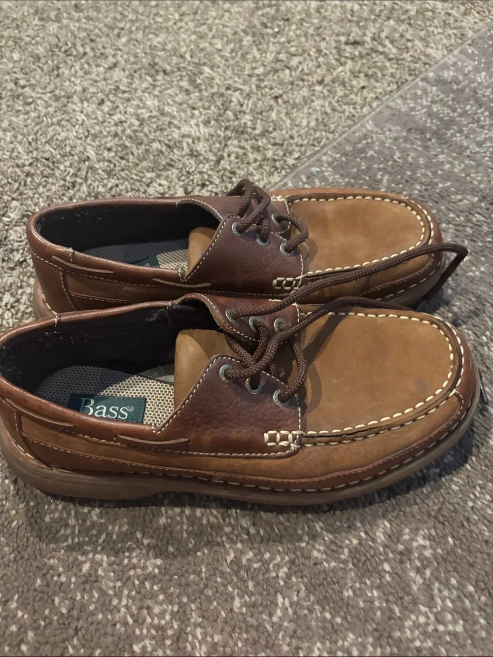Bass Men’s Brown Leather Lace-Up Boat Shoes